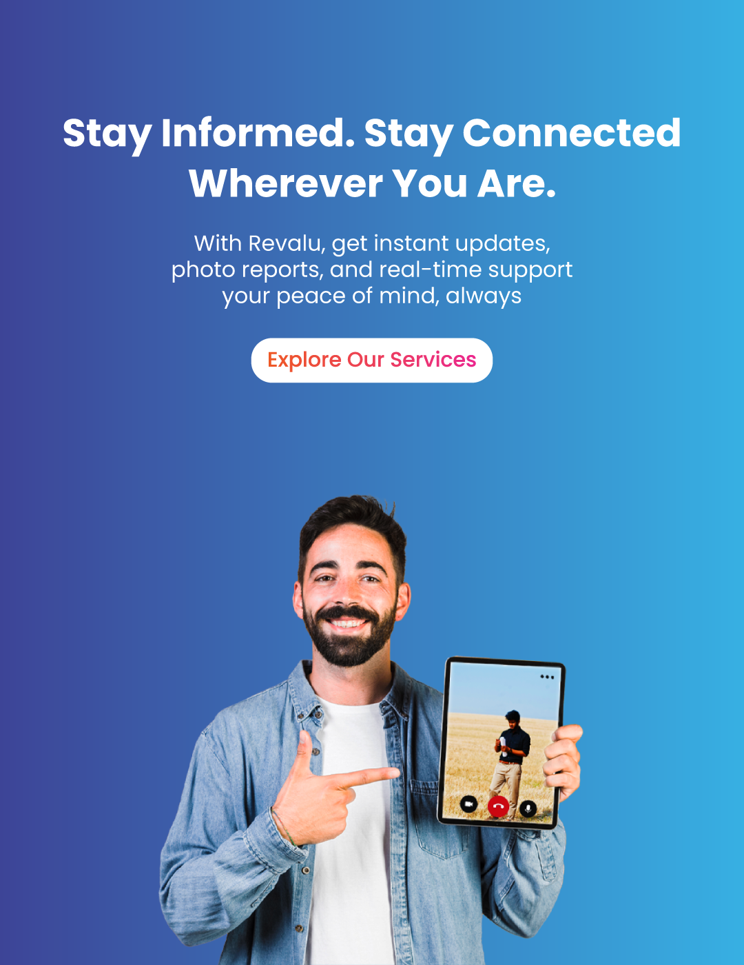 Home 5 Telugu NRI in USA using tablet for real-time property updates