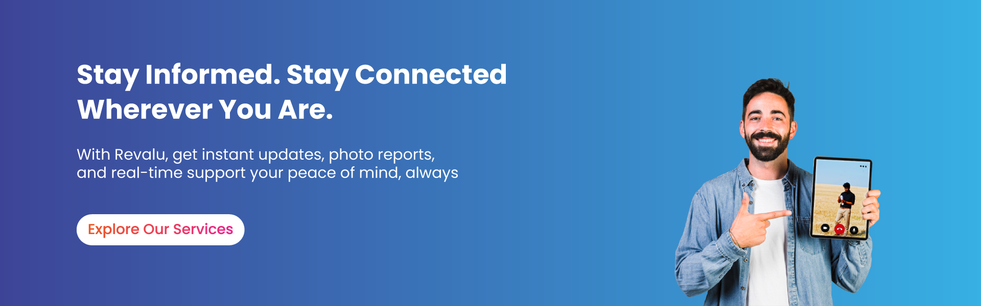 Home 3 Telugu NRI in USA using tablet for real-time property updates